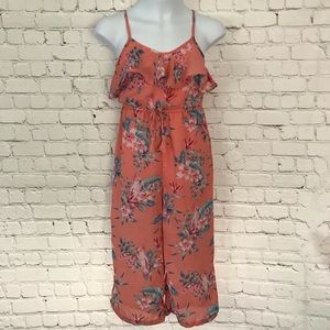 Girls Pink Mid Calf Romper